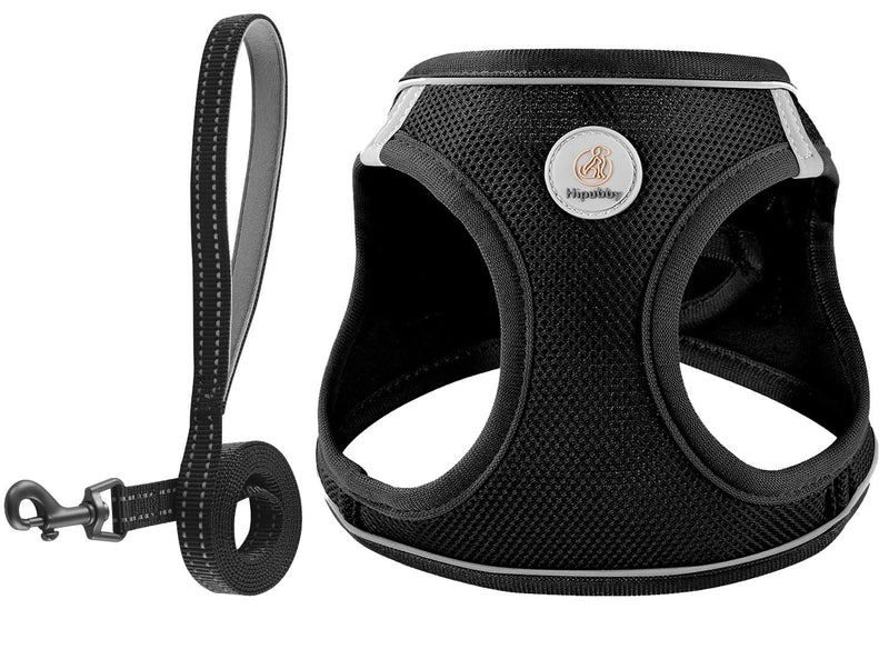 Dog Harness and Leash Set, No Pull Soft Mesh Puppy Harness for Small Medium Dogs, Cats - Step in Adjustable Reflective Pet Harness with Buckle and Double D-Rings - Black, XS XS(Chest: 13.5"-15") - PawsPlanet Australia