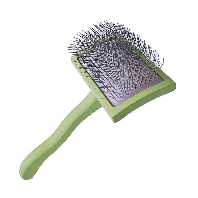 Dog Slicker Brush for Goldendoodle Labradoodle Poodle - Professional Grooming with Soft Long Stainless Steel Pins, Green, Large - PawsPlanet Australia