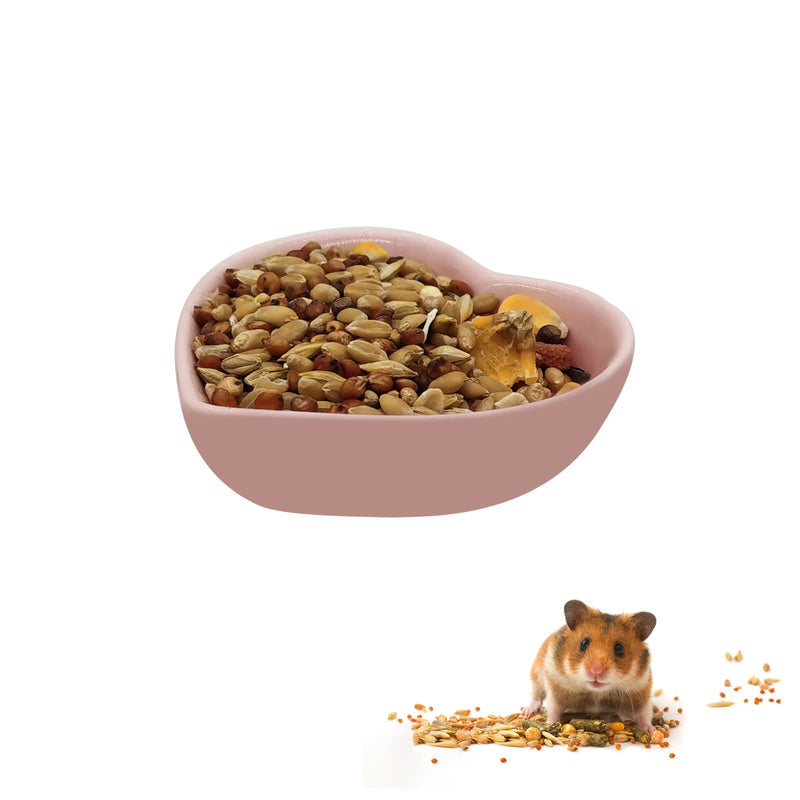 Ceramic Hamster Food Bowl, 1.2oz Durable Heart Hamster Water Dish for Hamsters/Birds/Snakes/Turtle, Easy to Wash and Prevent Tipping (Pink, 1pcs) 1pc Pink - PawsPlanet Australia