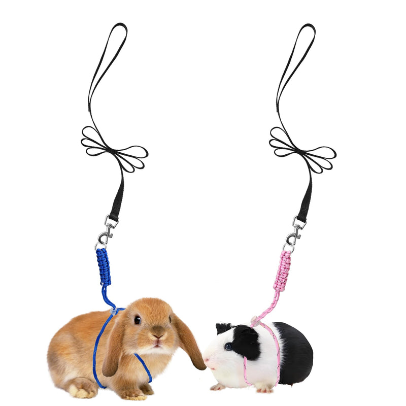 Handmade Figure 8 Harness and Leash for Ferrets/Bearded Dragons/Guinea Pigs/Rats/Chinchillas/Reptiles/Birds/Squirrels/Small Animals Pets up to 15lb Blue+Pink - PawsPlanet Australia