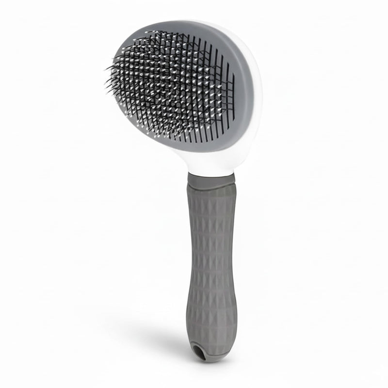 Pet Grooming Brush Universal Self Cleaning Slicker Brush for Dogs and Cats, Gentle Deshedding Tool for Long or Short Hair, Easy Clean Dog Brushes for Grooming, Gray