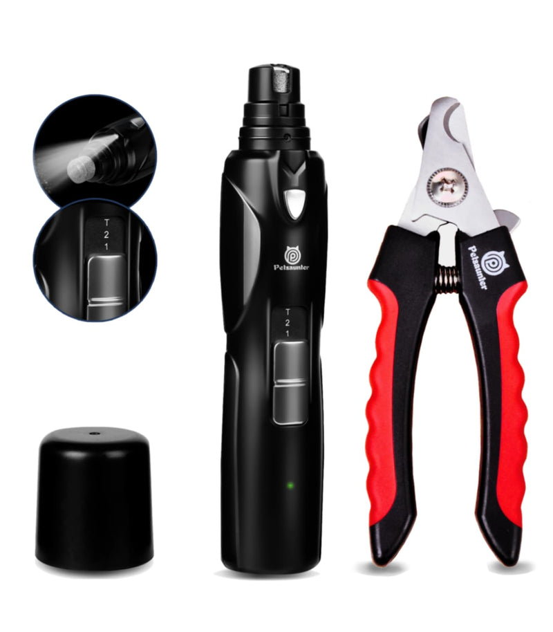 Dog Nail Grinder, Dog Nail Trimmers and Clippers Kit, 2-Speed and LED Light, Powerful Touch-Switch, Quiet and Low-Vibration Pet Nail Trimmers for Large Dogs, Medium, Small Dogs Cats Pets - PawsPlanet Australia