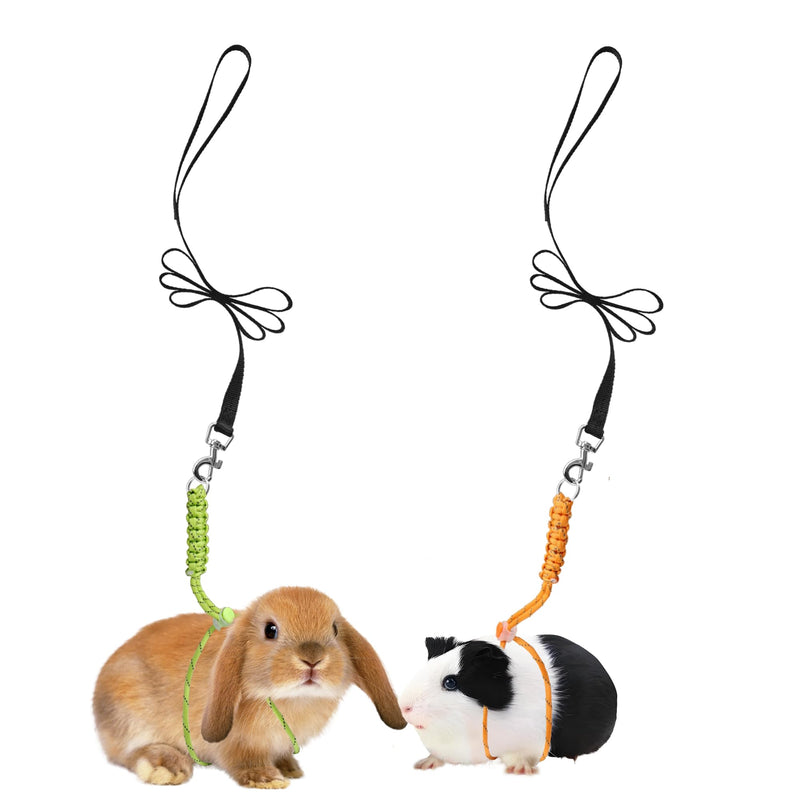 Handmade Figure 8 Harness and Leash for Ferrets/Bearded Dragons/Guinea Pigs/Rats/Chinchillas/Reptiles/Birds/Squirrels/Small Animals Pets up to 15lb Green+Orange - PawsPlanet Australia