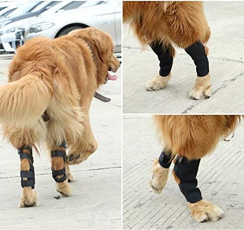 ROZKITCH Dog Leg Protector for Rear Hock Joint or Front Leg Brace, 1 Pair of Dog Leg Compression Wrap Sleeve for Anti Licking Carpal Support Ankle Support Protect Injury Sprain Torn ACL CCL Black L Large - PawsPlanet Australia