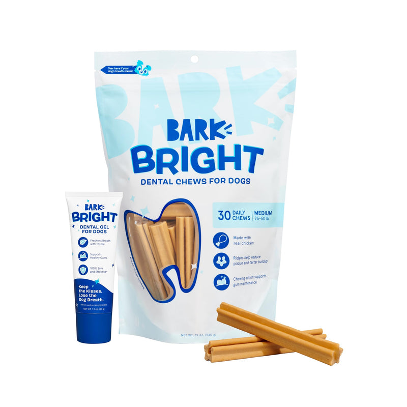 Barkbox Bright Original Dog Dental Kit, 30 Teeth Cleaning Chew Sticks & Toothpaste - Medium Breeds - PawsPlanet Australia