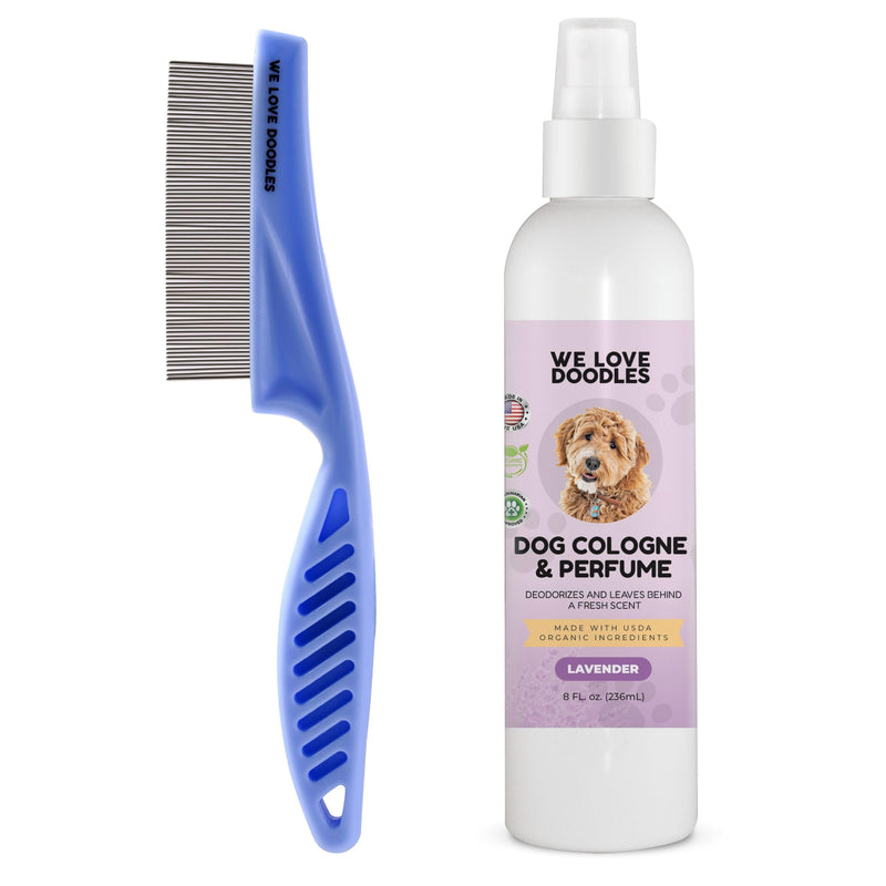 We Love Doodles Dog Face Comb and Dog Cologne & Perfume Bundle - Fine Tooth Flea Comb for Dogs and Tear Stain Remover Metal Comb - Deodorizing Pawfume for Pets, Organic, Long Lasting After Bath, Made - PawsPlanet Australia