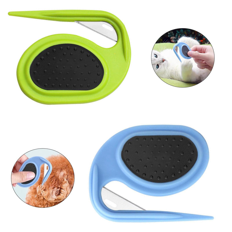 2 PCS Pet Grooming Tool Professional Dematting Comb Dog Detangler Brush Hair Grooming Tool Dog Undercoat Rake Grooming Rake for Grooming - Cuts Through Matts & Tangles with Ease(Blue、Green） - PawsPlanet Australia