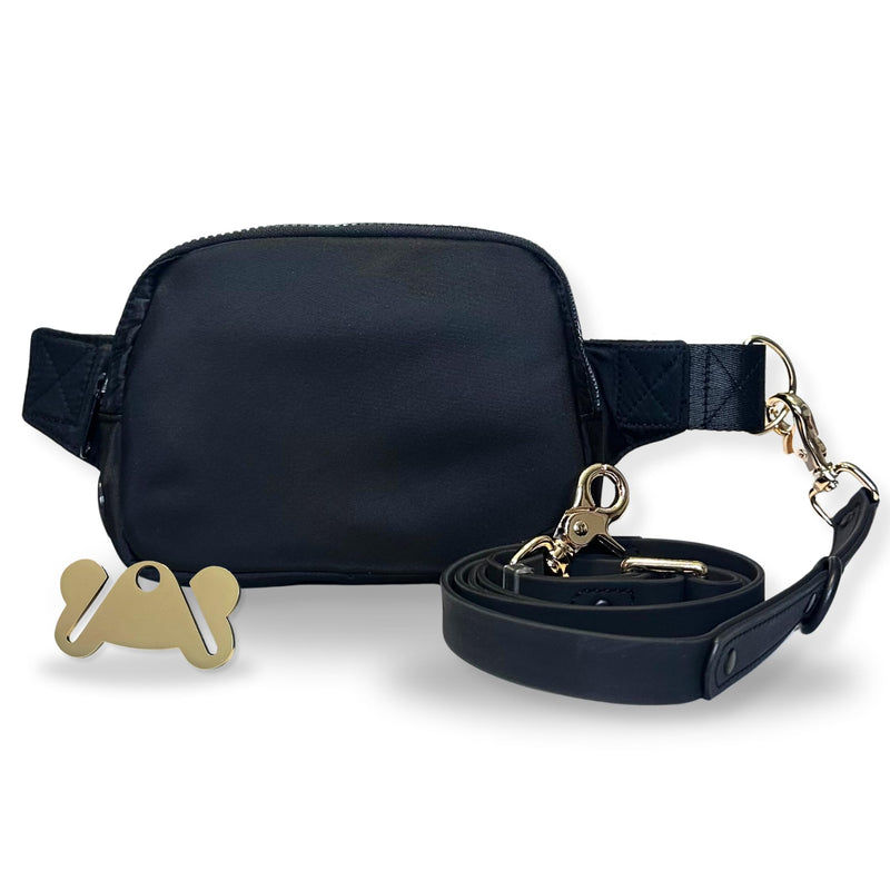 Hands Free Leash and Belt Bag | Black Belt Bag + Leash - PawsPlanet Australia