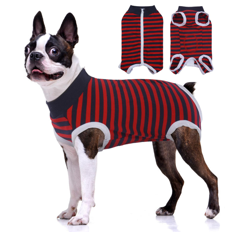 BRKURLEG Recovery Suit for Dogs, Pet Recovery Suit After Surgery, Male Female Dog Neuter, Abdominal Surgical Suit, Striped Puppy Doggy Onesie Snugly Vest for Abdominal Wounds Anti-Licking, XL X-Large Red Stripes - PawsPlanet Australia