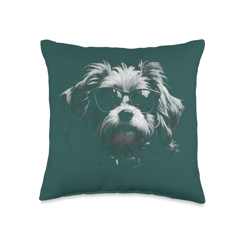 Fashion Dog Pet Owner Sunglasses Sarcastic Retro Mom & Dad Throw Pillow 16x16
