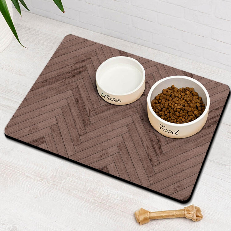 Dog Food Mats for Floors Absorbent, Pet Cat Food Mat - Quick Dry Dog Bowl Mats for Food and Water, Eco-Friendly Boho Pet Supplies S(12"×20") 01-Brown - PawsPlanet Australia