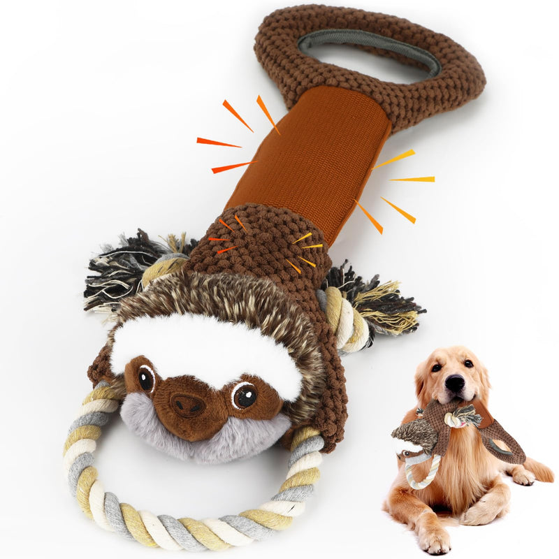 Large Plush Squeaky Dog Toys with Crinkle Paper, Tug of War Pull Toys for Puppies, Interactive Dog Chew Toys for Small, Medium and Large Dogs Brown01 Sloth - PawsPlanet Australia
