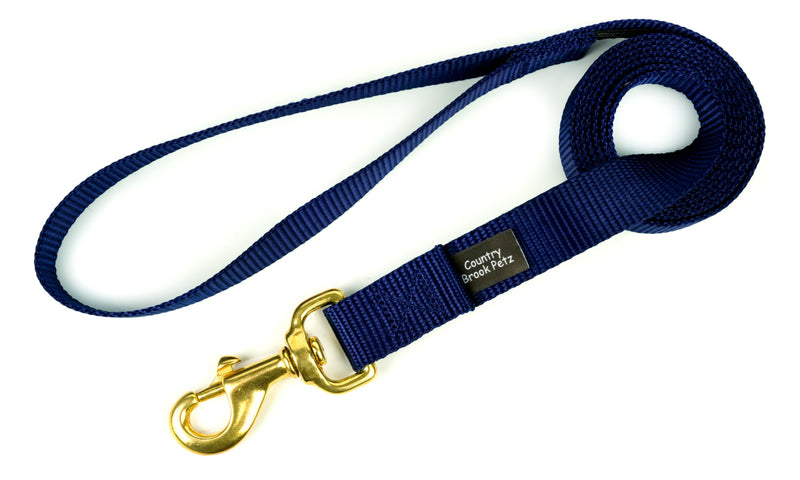 Country Brook Petz 1" Wide Heavy-Duty Nylon Leash for Dogs - Traditional Style Durable Leash with Easy-to-Use Snap - Made in The USA, Navy Blue, 6 Foot 6 Foot X 1 Inch Wide (Pack of 1) - PawsPlanet Australia