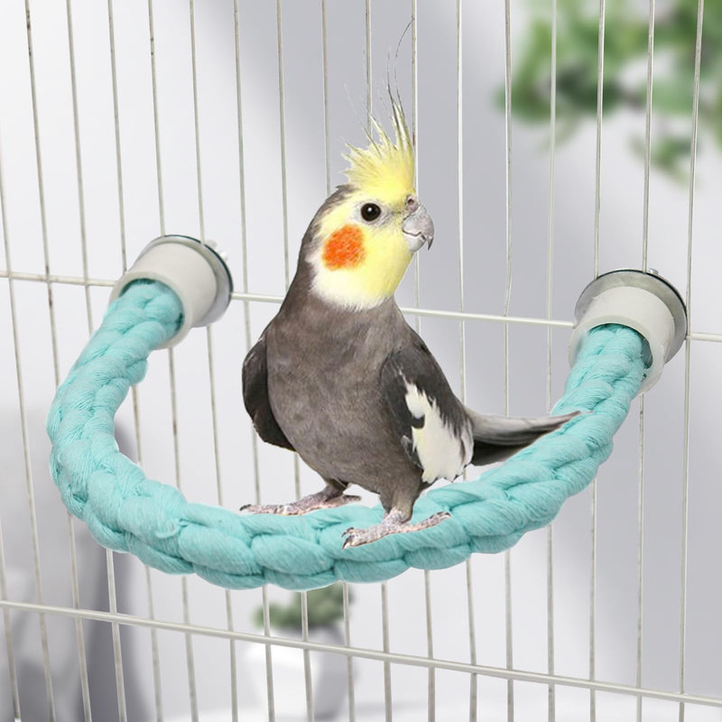 U Shape Bird Parrot Perch Stand Toy, Cotton Bendable Parakeet Standing Climbing Rope Toy, Cage Accessory for Small Birds Parakeet Budgies Cockatiels Lovebirds (15"/38 cm) 15"/38 CM - PawsPlanet Australia