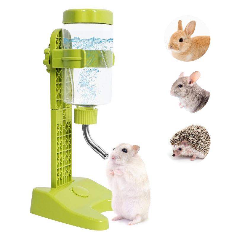 Vannon 13oz Pet Standing Water Dispenser Top Fill Pet Water Bottle Dispenser with Stand Pet Slow Water Bottle for Small Animals, BPA Free, Adjustable Height, Green - PawsPlanet Australia