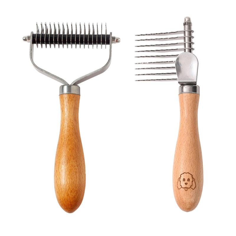 We Love Doodles Pet Dematting Comb and Pet Dematting Brush & Rake (Bundle) - Deshedding Undercoat Rake and Detangler Brush For Dogs, Comb Tool For Grooming, for Detangling Thinning and Shedding - PawsPlanet Australia