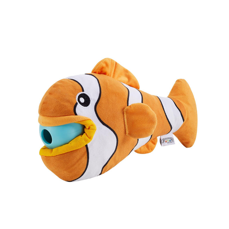 Outward Hound Nina Ottosson Big Mouthz Interactive Plush Dog Puzzle with Treat Ball, Clown Fish, Orange - PawsPlanet Australia