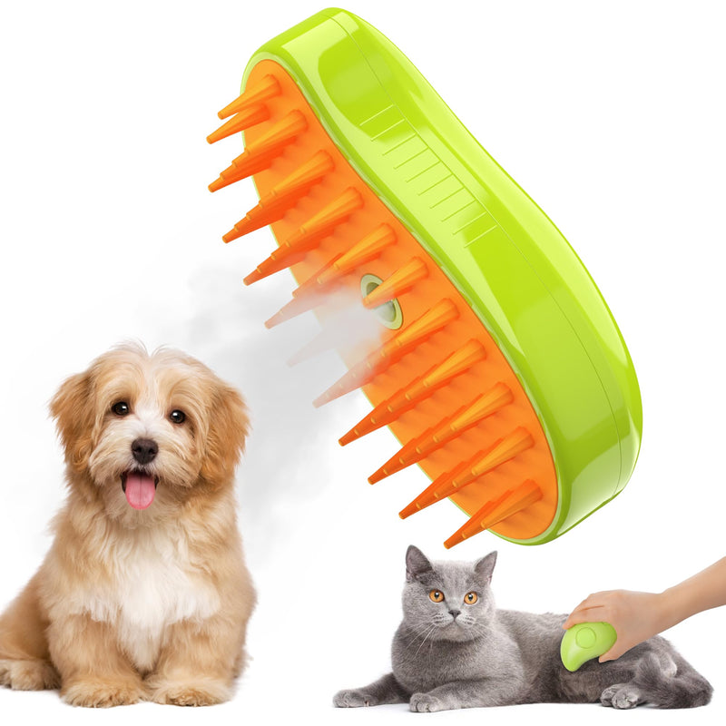 GIGART Cat Steam Brush, Pet Grooming Brush with Steam Technology, Self Cleaning Brush for Massage, Removing Tangled and Loose Hair, for Cat and Dog (Green) Green - PawsPlanet Australia