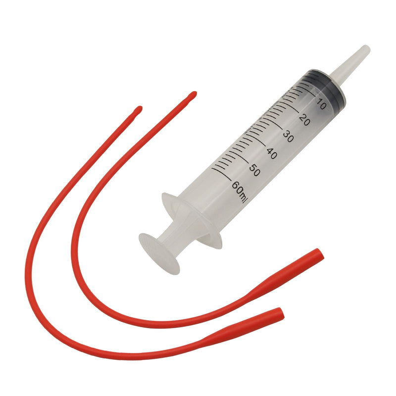 Lamb and Goat Kid Feeding Kit 2-Tube (16 FR), 1-Syringe 60ml Reusable Drench Goat Syringe for Lamb, Dog, Sheep,Piglet,Rabbit Feeding (16''L Red Tube) - PawsPlanet Australia