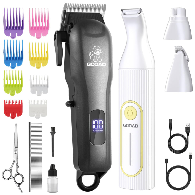 Dog Clippers for Grooming,Dog Grooming Kit for Heavy Thick Hair&Coats/Low Noise Rechargeable Cordless Pet Shaver with Paw Trimmer Nail Grinder/Hair Trimmer for Small & Large Cats Black - PawsPlanet Australia