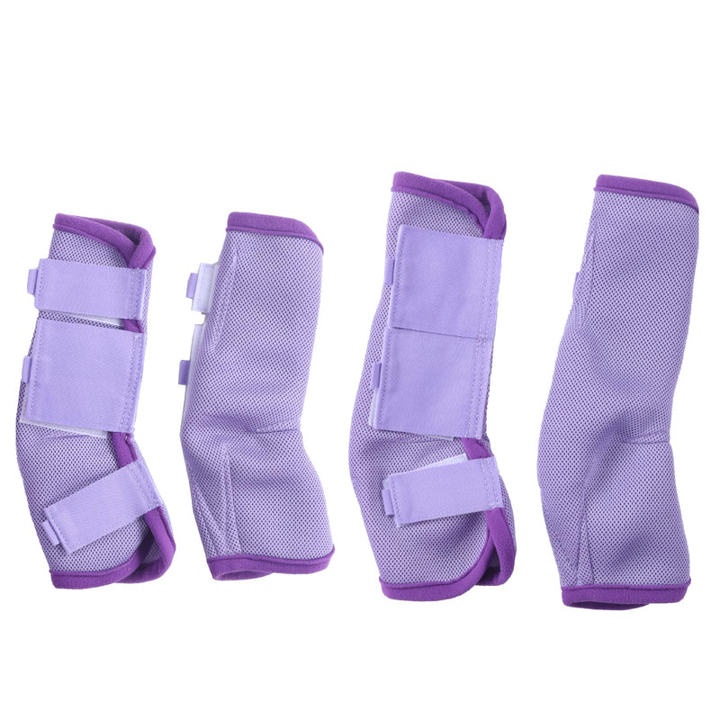 Horse Fly Boots Set of 4, Breathable Comfy Mesh Fly Boots for Horses, Non-Slip Horse Fly Leggings No More Stomping & Horsefly Nuisance Violet Full
