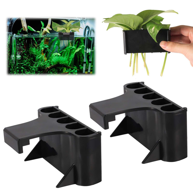 2pcs Aquarium Plant Holder, 5 Holes Top Rimmed Aquarium Floating Planter Box Plastic Aquatic Plant Cup Holder Hanging Aquarium Plant Basket Rack Stand Hanger Accessory for Fish Tank Decorations - PawsPlanet Australia