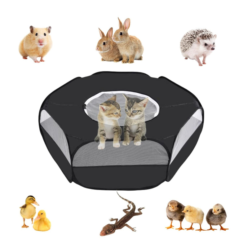 Small Animal Playpen,Popup Playpen,Portable Pet Tent,Foldable,Chicken brooder,Hamster/Dog/Cat/Rabbit/Guinea Pig/Chick Pet Cage Tent with Zipper Cover,Waterproof Black - PawsPlanet Australia