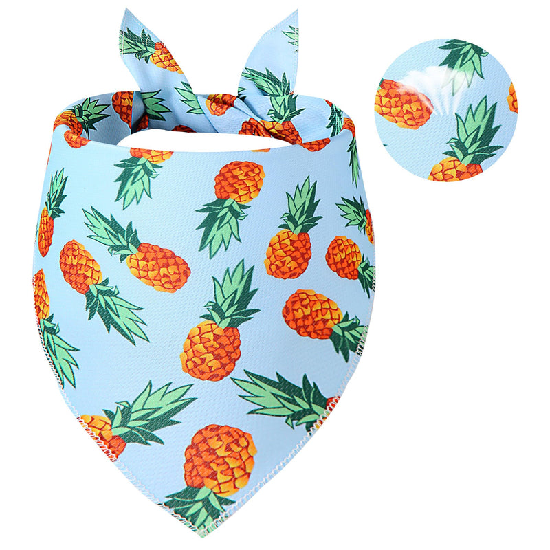 Dog Cooling Bandana XLarge 1PCS, Breathable Summer Triangle Scarfs Bibs, Light Blue with Yellow Pineapple Pattern, Adjustable Breed Handkerchief for Large Dogs Pets Gift Pineapple Cooling X-Large - PawsPlanet Australia