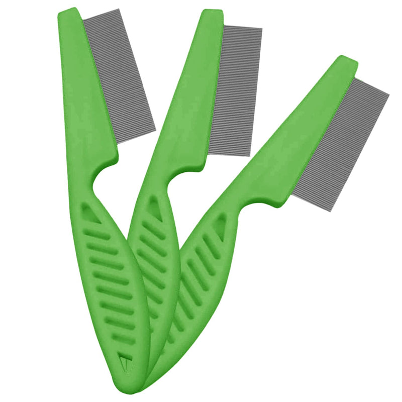 Versatile Pet Grooming Kit - Flea Comb for Detangling & Dematting, Tear Stain Remover, 3 Combs for Dogs & Cats Green - PawsPlanet Australia