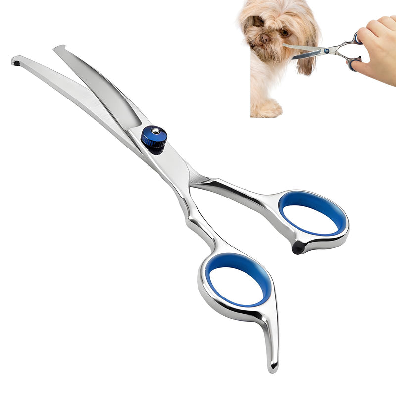 Curved Dog Grooming Scissors with Safety Round Tips, Light Weight Professional Pet Trimming Grooming Shears 4CR Stainless Steel for Nose Hair,Ear Hair,Face Hair,Paw Hair for Dogs and Cat - PawsPlanet Australia