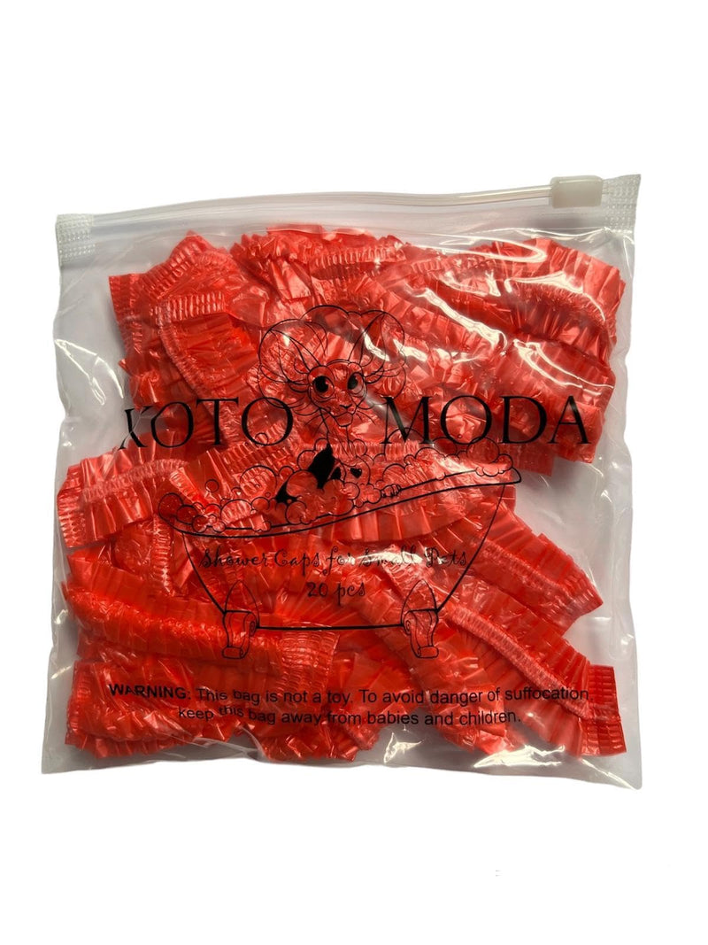 Sphynx Cat & Small Pet Shower Caps, 20pcs - Waterproof, Adjustable Bath Protection for Grooming & Ear Safety (Red) Red - PawsPlanet Australia