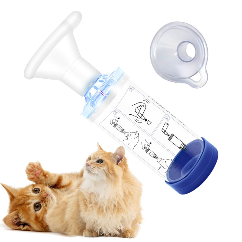 Cat Inhaler Spacer with 2 Silicone Masks - Portable Nebulizer for Feline Breathing Problems - Drug Delivery Solution for Cats - Effective Cat Inhaler & Nebulizer (Blue) - PawsPlanet Australia