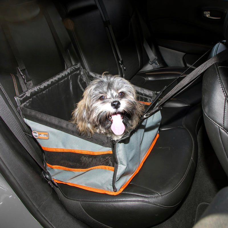 K&H Pet Products Buckle N Go Dog Car Seat for Small Dogs, Waterproof Fabric, Breathable Mesh Sides, Adjustable Seat Belt Leash, Carseat for Small Pets, Car Seat Carrier - XS 16 X 14 X 14in Gray X-Small 16 X 14 X 14 Inches - PawsPlanet Australia