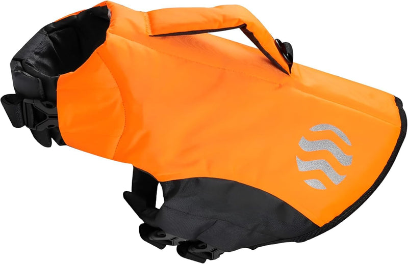 Waterproof Dog Life Jacket w/Engineered Support System - High Visibility Dog Life Vest from Durable Oxford Fabric - Dog Flotation Vest w/Adjustable Velcro Straps & Advanced Safety Features (Medium) Medium Orange - PawsPlanet Australia