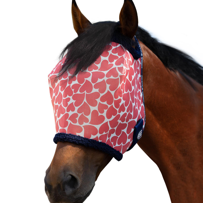 Harrison Howard All Round Mesh Horse Fly Mask UV Protective with Fleece Padded Edging and Fun Prints Forelock Opening Design Mask for Horse Hearts Medium - PawsPlanet Australia