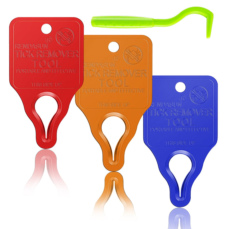 Tick Remover Tool Portable with Tick Removal Tweezers Suitable for Pet and Humans, Safe and Reliable, Quick Highly Effective, Pain-Free, Essential Tick Remover Key Tools for Outdoor Activities-3 Pack Red－Blue－Orange - PawsPlanet Australia