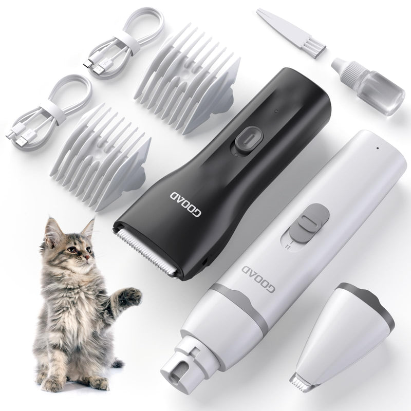 Cat Clippers for Matted Hair, Quiet Cat Shaver for Long Hair, Cordless Cat Hair Trimmer for Grooming, Cat Paw Trimmer Nail Grinder,Pet Shaver Cat Grooming Kit for Cats Small Dogs Animals(Black) Black - PawsPlanet Australia