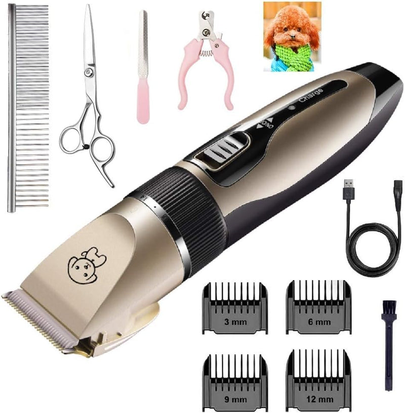 Dog Grooming Kit Pet Shaver Clippers Low Noise Rechargeable Cordless Electric Quiet Hair Clippers Set for Dogs Cats Pet - PawsPlanet Australia