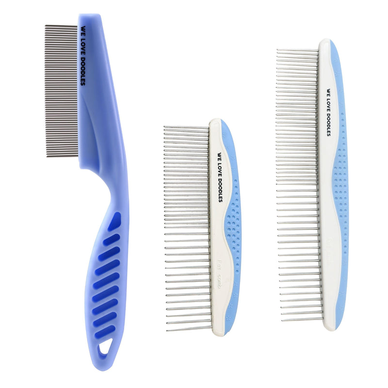 We Love Doodles Flea Comb for Dogs and Metal Dog Grooming Comb | Dog Face Comb | Fine Tooth Tear Stain Remover Metal Comb | Removes Tangles & Matts | Dematting Pet Combs | Detangler For Matted Hair - PawsPlanet Australia