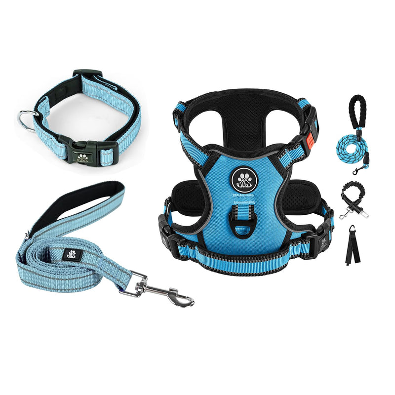 IVY&LANE Dog Harness Set Bundle Dog Collar and Leash Set | Medium | Blue - PawsPlanet Australia