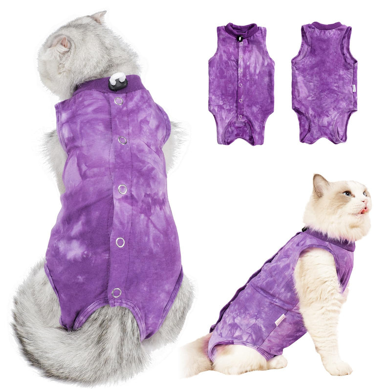 Cat Recovery Suit After Surgery, Cat Recovery Wear for Abdominal Wounds Cat Onesie Cone E-Collar Alternative,Purple M Medium Purple - PawsPlanet Australia