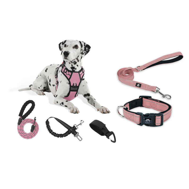 FURRYFECTION Dog Harness Bundle Dog Collar and Leash Set | Pink | Large - PawsPlanet Australia