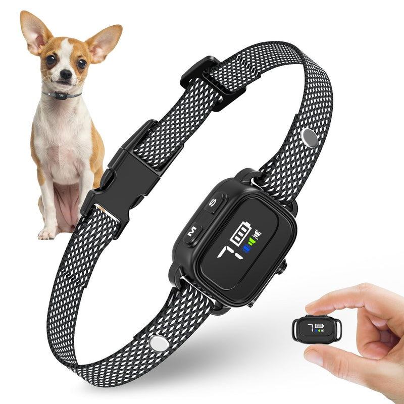 Anti-Bark Collar for Small Dogs, No Shock Anti Barking Collars with 7 Sensitivities, 3 Adjustable Modes Beep & Vibration, IP67 Waterproof - Effective & Humane Small Dogs Bark Collar-Black Black - PawsPlanet Australia