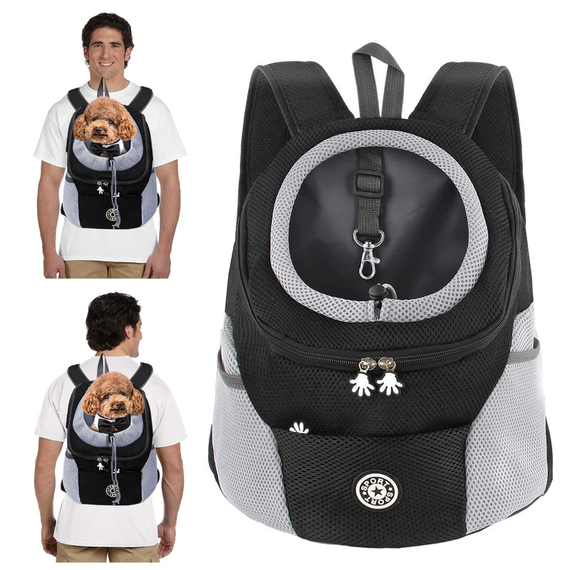 Pet Carrier Backpack,Breathable Dog Backpack Carrier with Adjustable Straps,Side Storage Pockets,Dog Head-Out Backpacks with Safety Belt,Puppy Front and Back Carriers for Small Dogs Cats L Black - PawsPlanet Australia