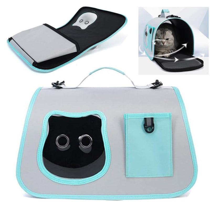 Cat Bag for Going Out, 17 * 10inch Portable Tote Hundred Pet Bag, Large Capacity Shoulder Slanting Cross Cat Dog Bag Blue - PawsPlanet Australia