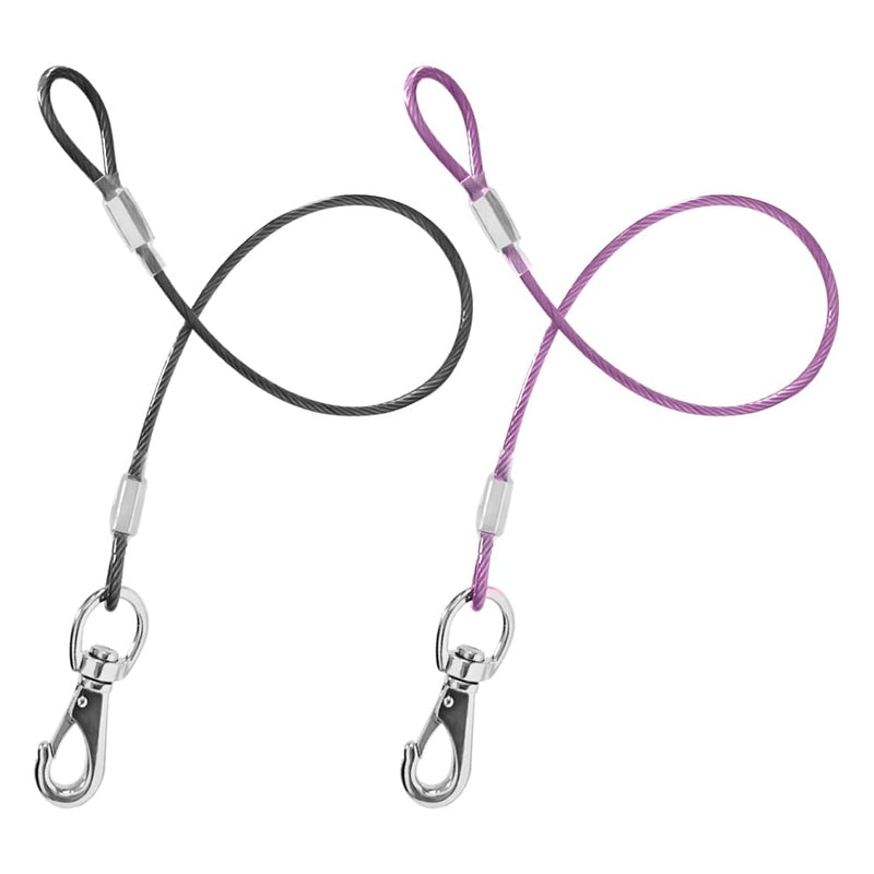 Chew Proof Dog Leash,2Pack Extension Metal Cable Lead,No Tangle Dual Dog Leashes,Multiple Leash for 2 Dogs,DHeavy Duty Dog Leash Extender for Collar &Harness (Black+Purple, 20in/50cm) Black+Purple - PawsPlanet Australia