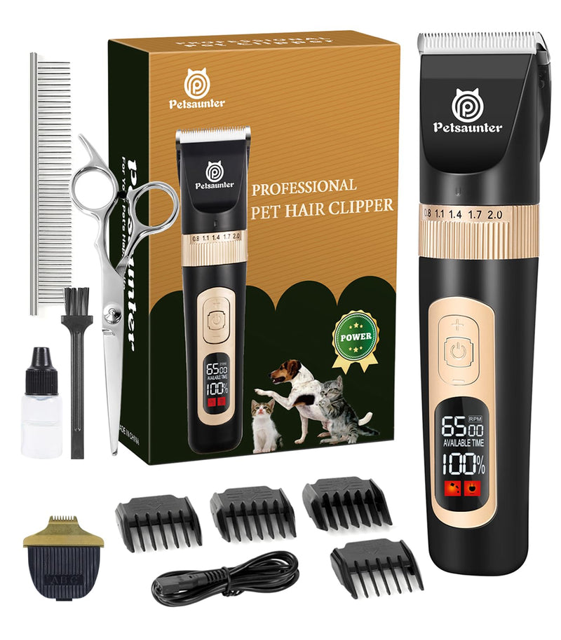 Dog Cat Clippers for Matted Hair - 4-Speed & LCD Dog Clippers for Grooming, Rechargeable for Large&Small Dogs&Cats with Thick Coats - Include a Metal Blade for Paw Trimming(C95ProSet Plus) C95ProSet Plus - PawsPlanet Australia