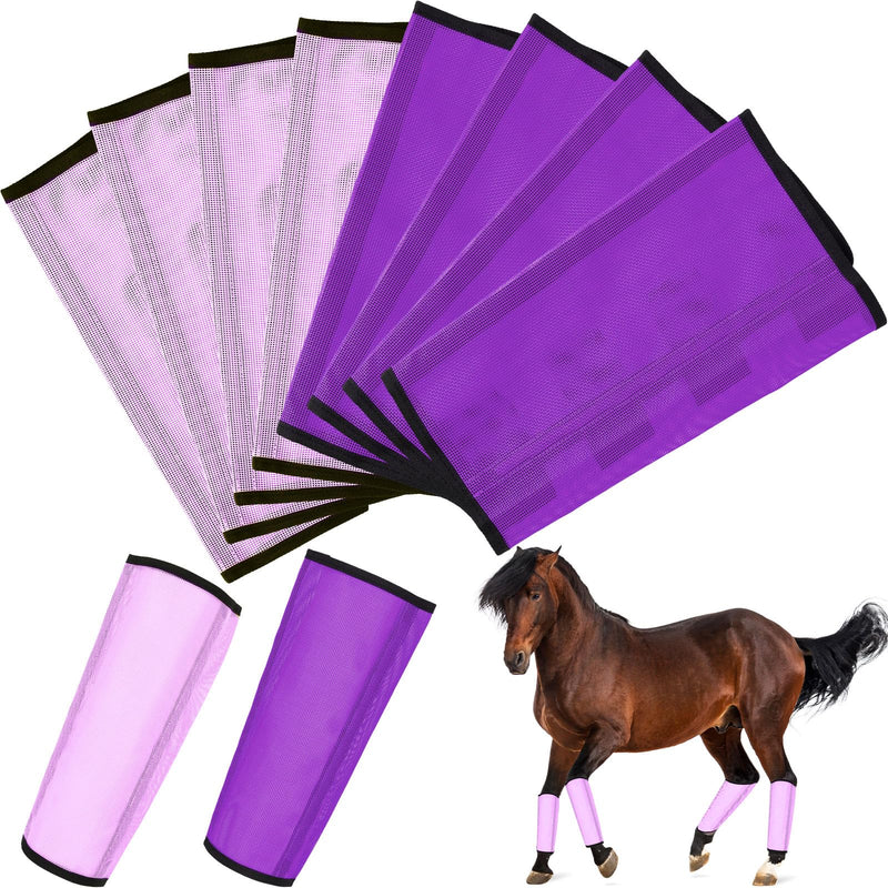 8 Pcs Mesh Fly Boots for Horse Breathable Mesh Horse Boots Protective Horse Leg Wraps Horse Leggings for Preventing Flies and Mosquitoes Bites (Light Pink, Dark Pink) Dark Purple, Light Purple - PawsPlanet Australia