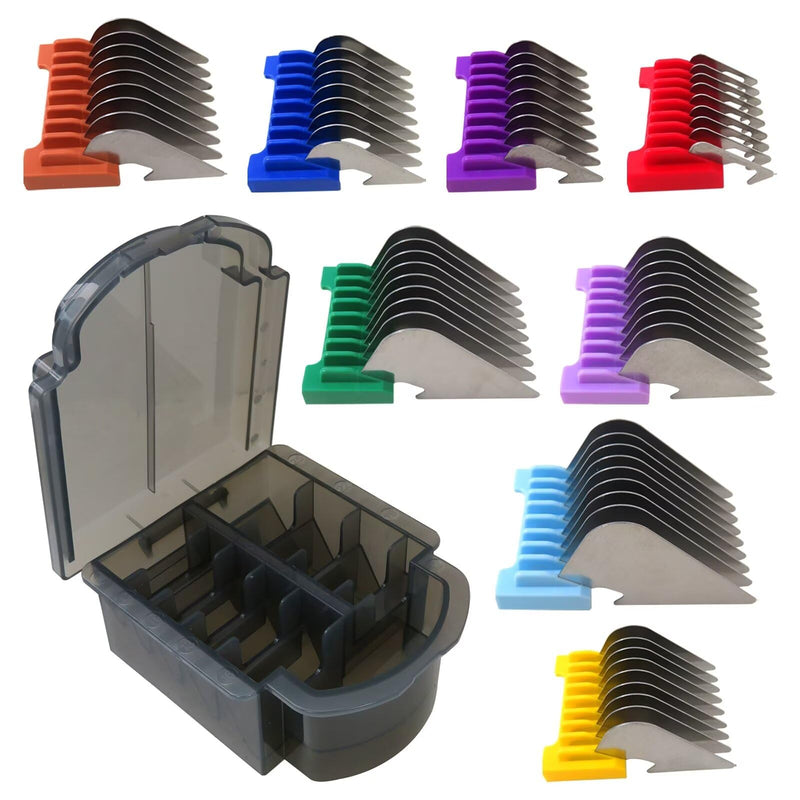 2024 Update Animal Stainless Steel 8 Color Guide Comb Set for W-AHL Bravura Arco Chromado Figura Guards Clipper(Cutting Length 3mm-25mm) - PawsPlanet Australia