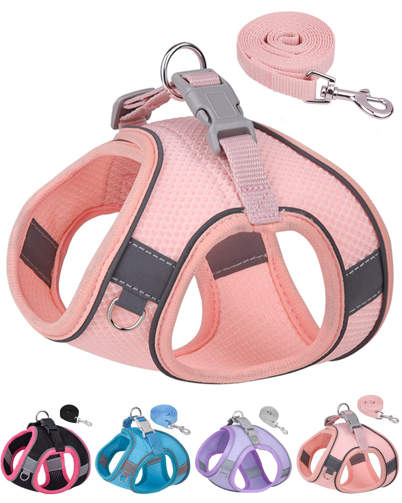 Dog Harness for Small Medium Sized Dog, Step in Puppy Harness and Leash Set Training Walking. (Peach, M) Peach - PawsPlanet Australia